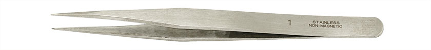 Value-Tec 1.NM general purpose tweezers, style 1, strong fine pointed tips, non-magnetic stainless steel